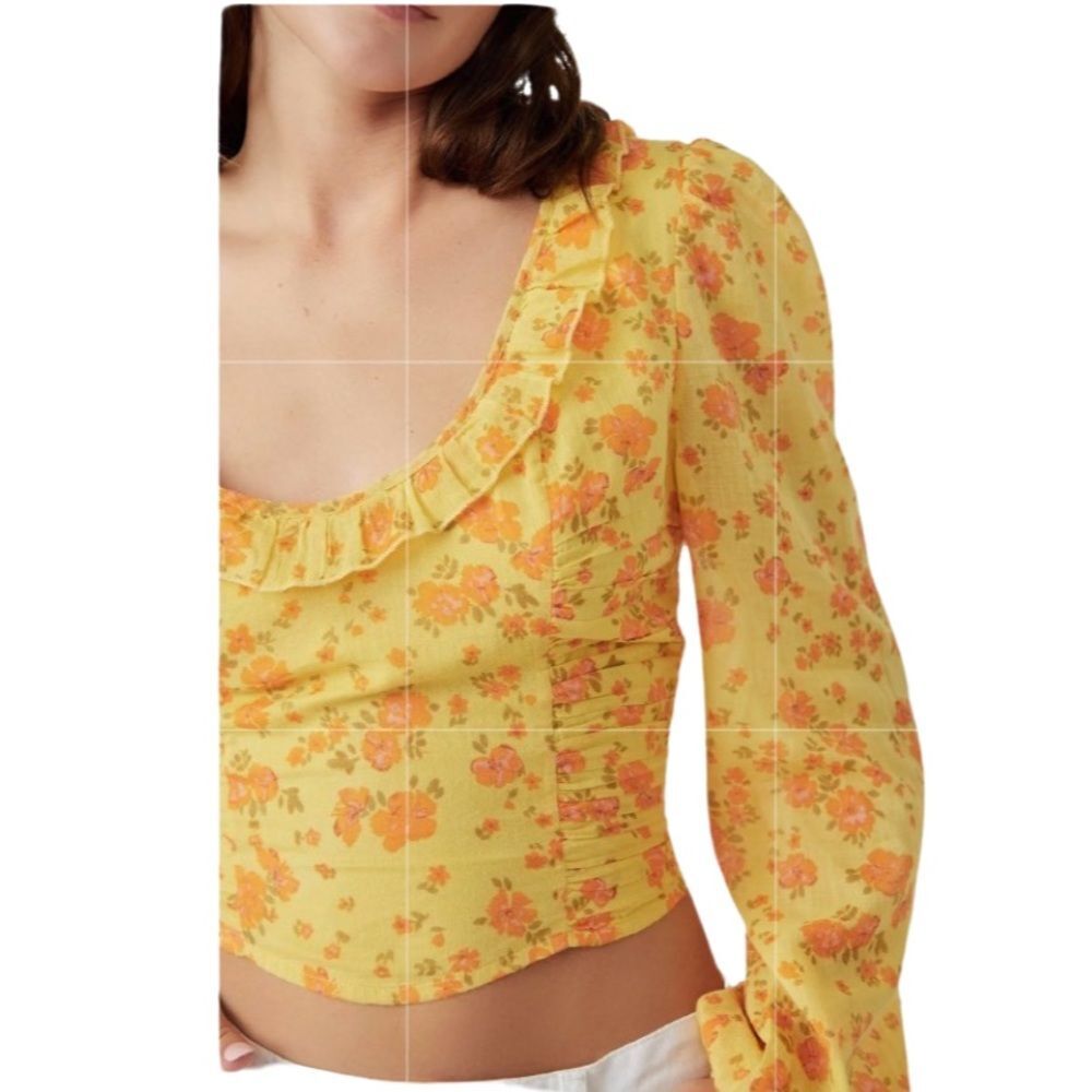 Free People Another Life Print Crop Top in Honey Combo. XL - Picture 5 of 7